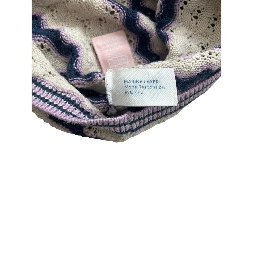 Marine Layer Womens XS Spencer Polo Sweater V-Neck Blue Cream - Picture 4 of 6